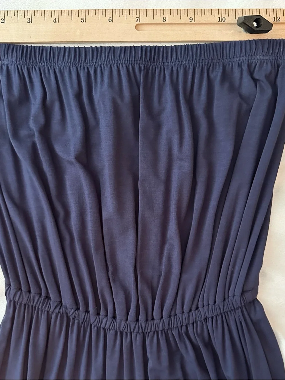 Lilly Pulitzer Navy Blue Strapless Midi Dress S Asymmetric Ruffle Hem Stretch - Picture 5 of 8